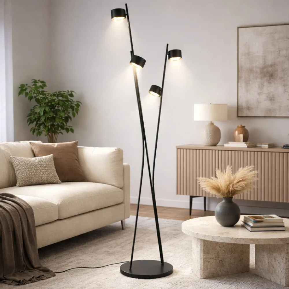 Lampade Da Terra-Selezionato da Mazzolaluce Lampada da terra nero oro luci orientabili moderna per salotto