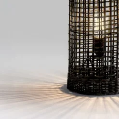 Lampade Da Terra-Selezionato da Mazzolaluce Lampada da terra orientale nera in rattan h73 cm