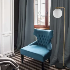 Lampade Da Terra-Selezionato da Mazzolaluce Lampada da terra oro base marmo nero sfera vetro bianco