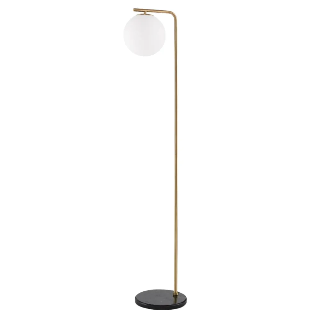 Lampade Da Terra-Selezionato da Mazzolaluce Lampada da terra oro base marmo nero sfera vetro bianco
