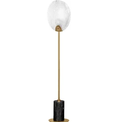 Lampade Da Terra-Selezionato da Mazzolaluce Lampada da terra oro conchiglia di vetro base di marmo nero