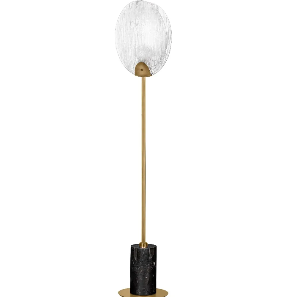 Lampade Da Terra-Selezionato da Mazzolaluce Lampada da terra oro conchiglia di vetro base di marmo nero