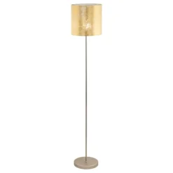 Lampade Da Terra-Eglo Lampada da terra paralume tessuto oro stile contemporaneo viserbella