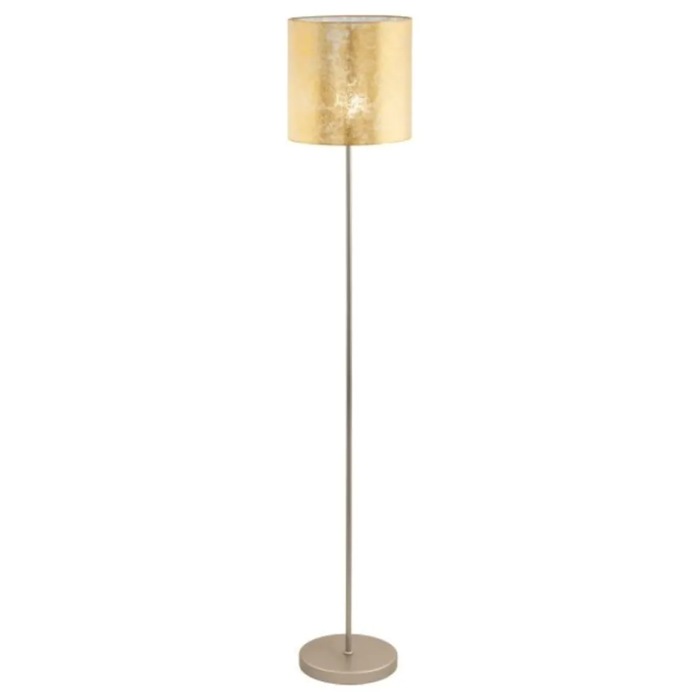 Lampade Da Terra-Eglo Lampada da terra paralume tessuto oro stile contemporaneo viserbella