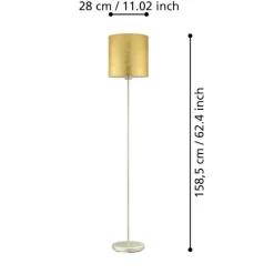 Lampade Da Terra-Eglo Lampada da terra paralume tessuto oro stile contemporaneo viserbella