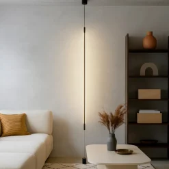 Lampade Da Terra-Selezionato da Mazzolaluce Lampada da terra pendente attacco a soffitto cilindro nero led 20w 3000k moderna