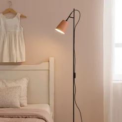 Lampade Da Terra-Selezionato da Mazzolaluce Lampada da terra per cameretta bimba metallo rosa e nero orientabile