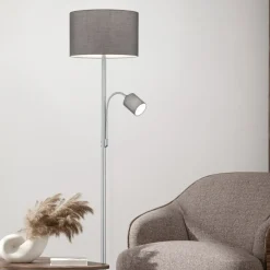 Lampade Da Terra-Selezionato da Mazzolaluce Lampada da terra per salotto due luci orientabile colore argento