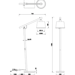 Lampade Da Terra-Selezionato da Mazzolaluce Lampada da terra per salotto h156 cm moderna nera orientabile
