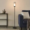 Lampade Da Terra-Selezionato da Mazzolaluce Lampada da terra per salotto metallo nero vetro cromo