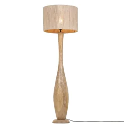 Lampade Da Terra-Selezionato da Mazzolaluce Lampada da terra piantana di legno per salotto paralume di juta