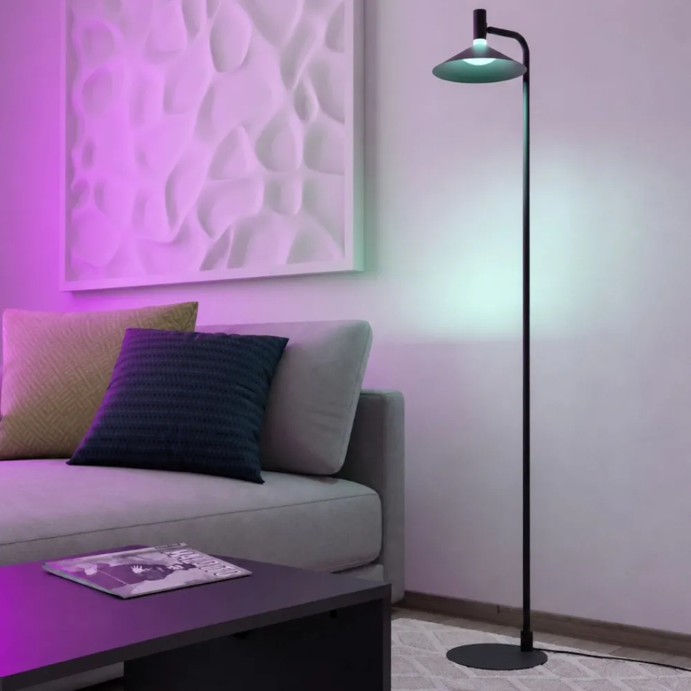 Lampade Da Terra-Eglo Lampada da terra piantana conomavilla-z nera led rgb 2700k a 6500k controllo remoto app