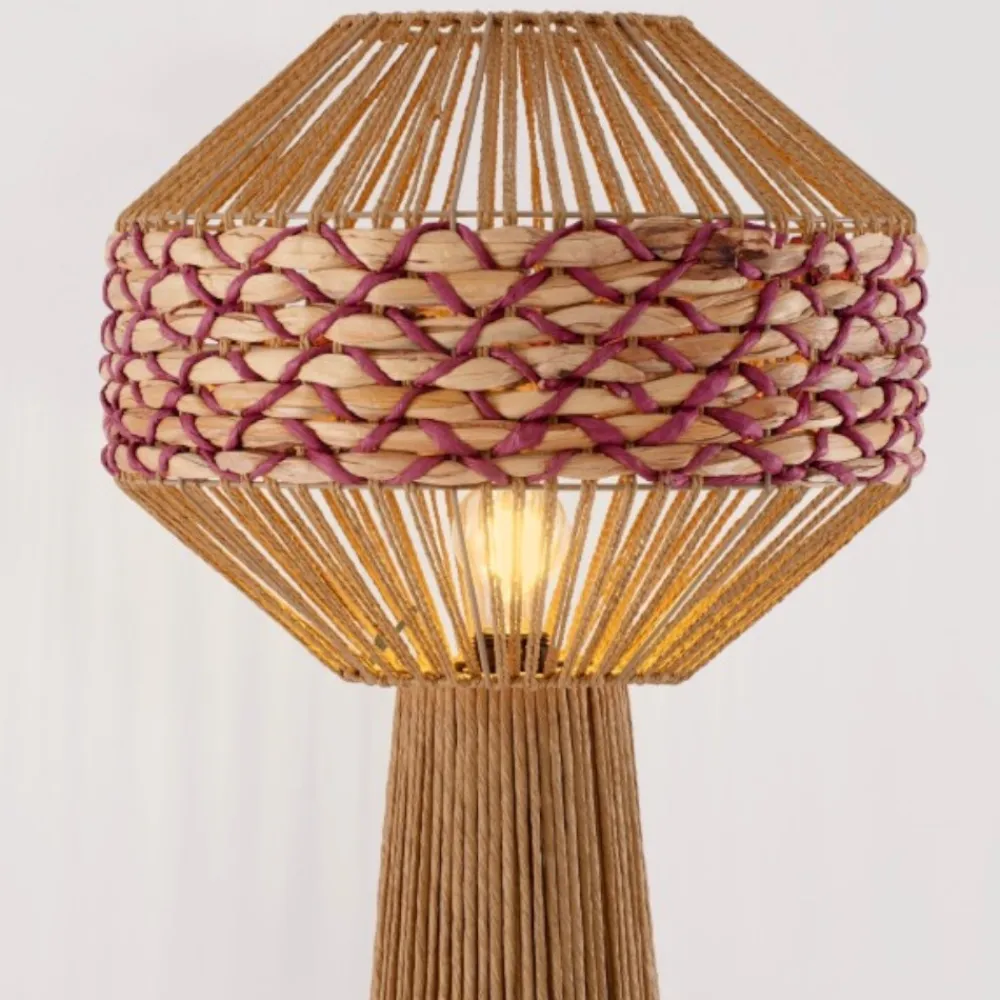 Lampade Da Terra-Selezionato da Mazzolaluce Lampada da terra piantana in rattan giacinto d'acqua naturale corda rossa