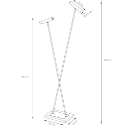 Lampade Da Terra-Selezionato da Mazzolaluce Lampada da terra piantana 2 luci orientabili dimmerabile grigio nero