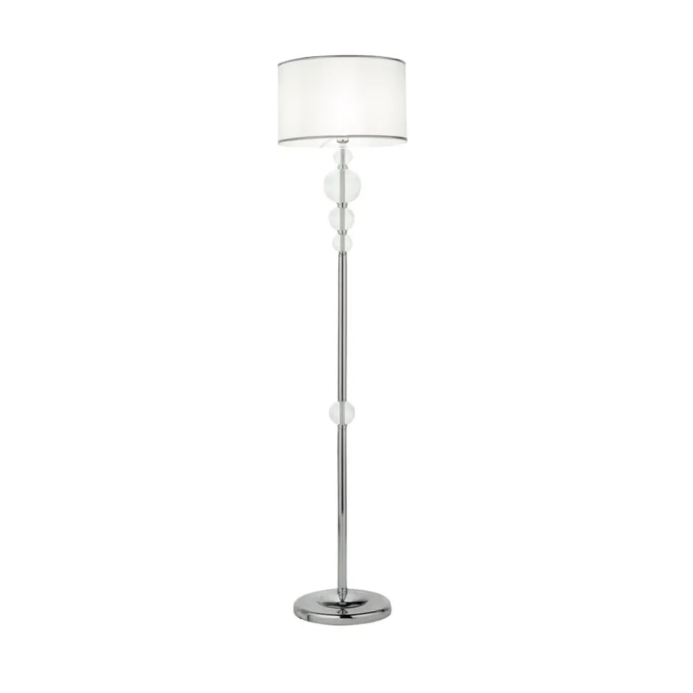 Lampade Da Terra-Ondaluce Lampada da terra piantana pt tebe cromo paralume tessuto