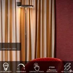 Lampade Da Terra-Selezionato da Mazzolaluce Lampada da terra piantana oro ottone led 2700k dimmerabile