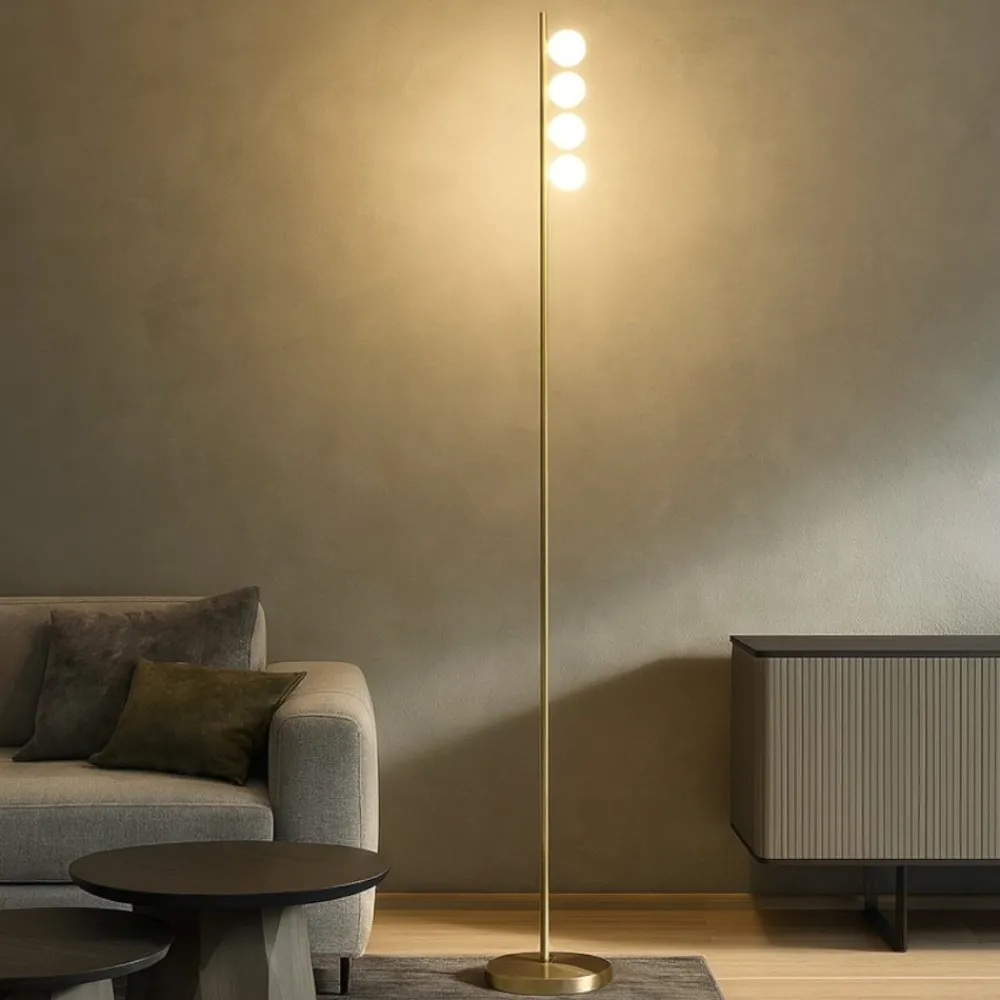 Lampade Da Terra-Ideal Lux Lampada da terra ping pong pt4 ottone led 11w 3000k