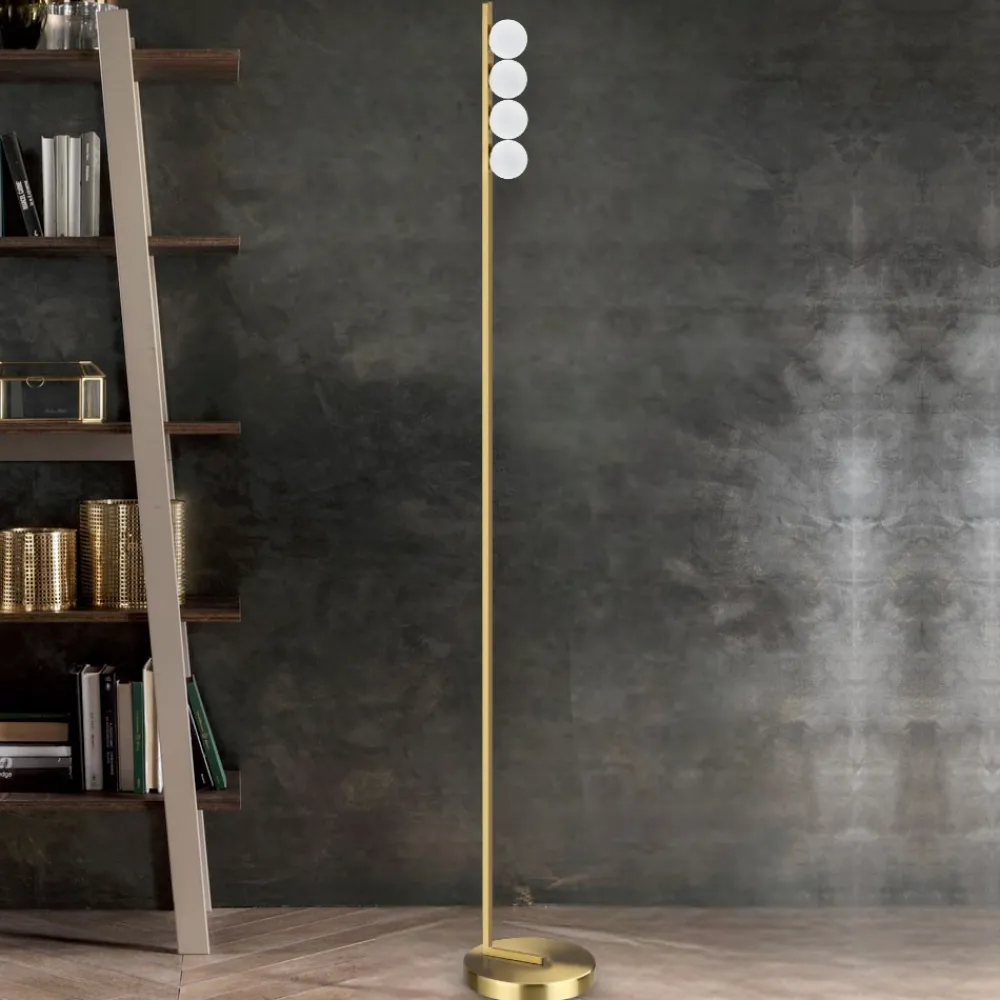 Lampade Da Terra-Ideal Lux Lampada da terra ping pong pt4 ottone led 11w 3000k