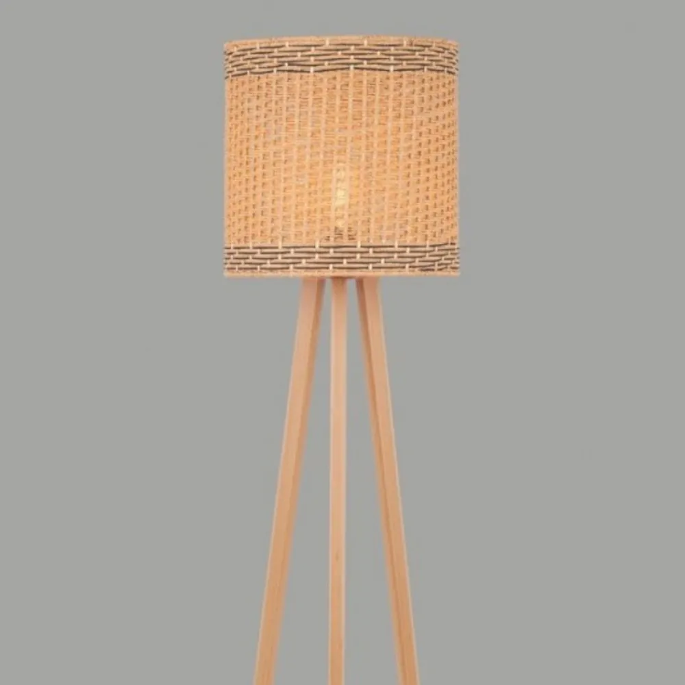 Lampade Da Terra-Selezionato da Mazzolaluce Lampada da terra rustica con paralume intrecciato