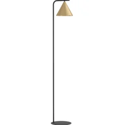 Lampade Da Terra-Eglo Lampada da terra stelo nero diffusore cono oro ottone narices