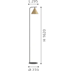 Lampade Da Terra-Eglo Lampada da terra stelo nero diffusore cono oro ottone narices