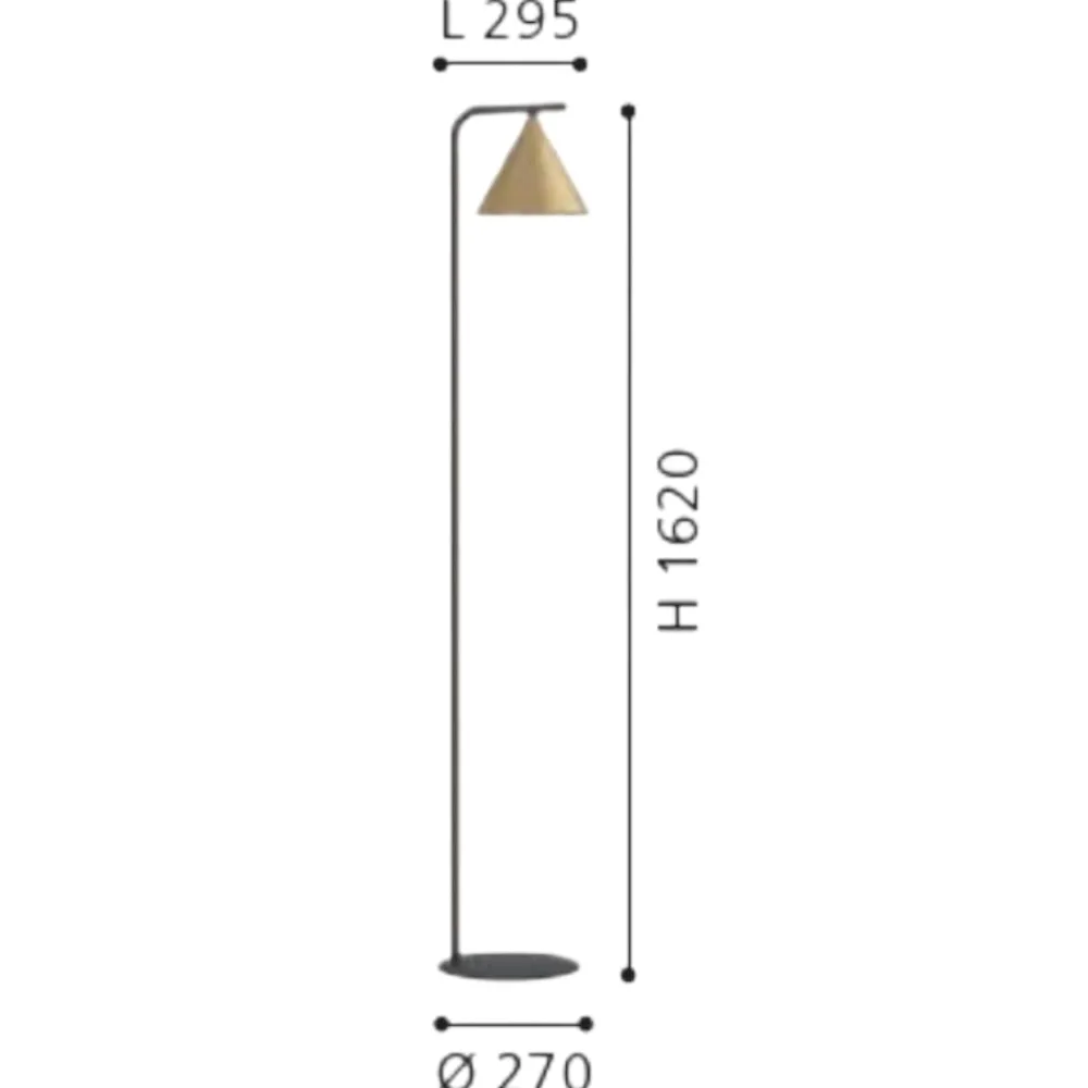 Lampade Da Terra-Eglo Lampada da terra stelo nero diffusore cono oro ottone narices