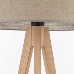 Lampade Da Terra-Selezionato da Mazzolaluce Lampada da terra tre piedi in legno pino paralume lino beige
