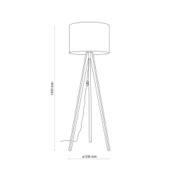 Lampade Da Terra-Selezionato da Mazzolaluce Lampada da terra tre piedi in legno pino paralume lino beige