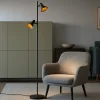 Lampade Da Terra-Selezionato da Mazzolaluce Lampada da terra vintage 2 luci orientabili nero oro