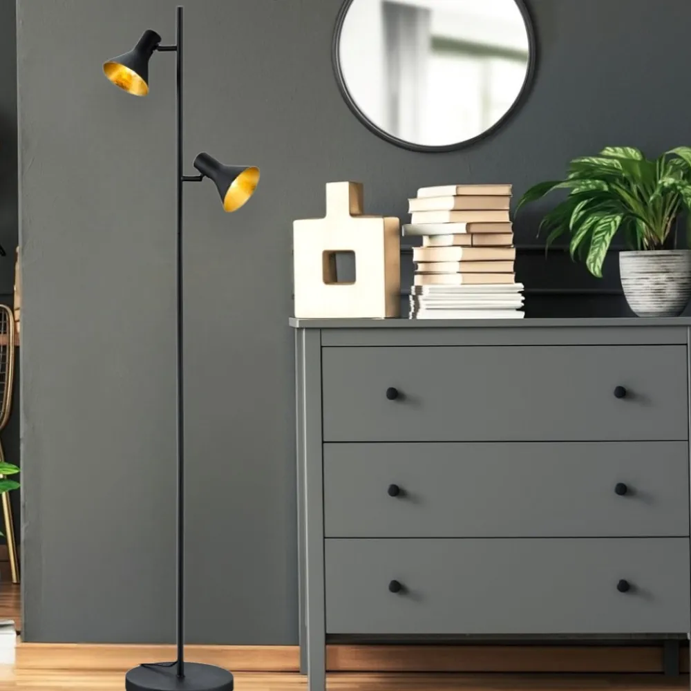 Lampade Da Terra-Selezionato da Mazzolaluce Lampada da terra vintage 2 luci orientabili nero oro