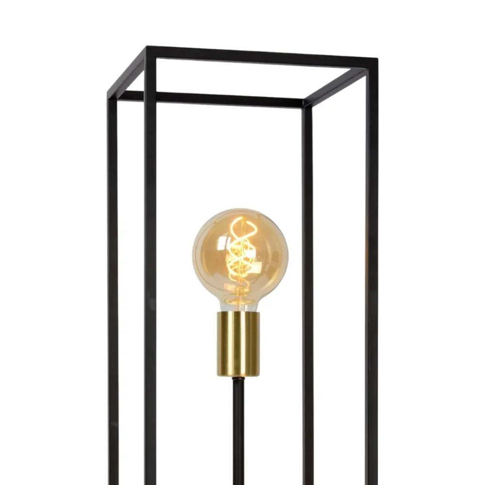 Lampade Da Terra-Selezionato da Mazzolaluce Lampada da terra vintage squadrata metallo nero oro