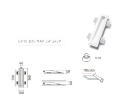 Segnapasso Led-Selezionato da Mazzolaluce Lampada di gesso cristaly da incasso parete bianco verticale