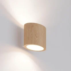 Applique Da Parete-Selezionato da Mazzolaluce Lampada di legno applique moderna cilindro da parete