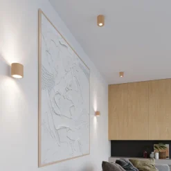 Applique Da Parete-Selezionato da Mazzolaluce Lampada di legno applique moderna cilindro da parete