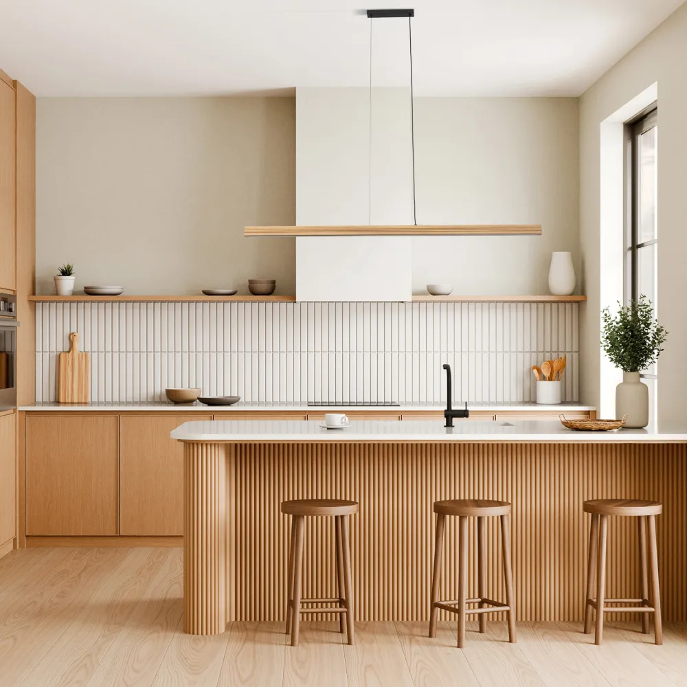 Lampadari Moderni-Selezionato da Mazzolaluce Lampada di legno a sospensione stile scandinavo per sala da pranzo