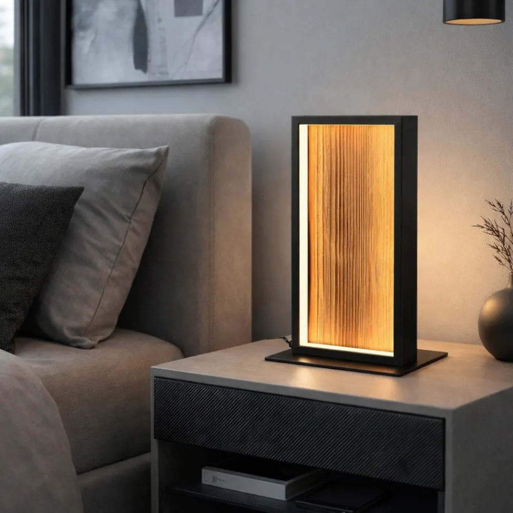 Abat Jour-Selezionato da Mazzolaluce Lampada di legno led per comodino camera da letto