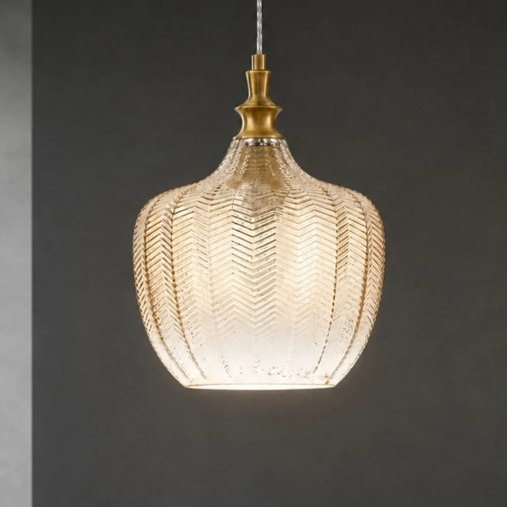 Lampade A Sospensione-Selezionato da Mazzolaluce Lampada di vetro champagne sfumato design contemporaneo a sospensione