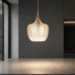 Lampade A Sospensione-Selezionato da Mazzolaluce Lampada di vetro champagne sfumato design contemporaneo a sospensione