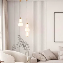 Lampade A Sospensione-Selezionato da Mazzolaluce Lampada dorata led a sospensione sfere vetro per camera da letto