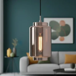 Lampade A Sospensione-Selezionato da Mazzolaluce Lampada in vetro cilindro rame trasparente per camera da letto