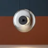 Lampade A Sospensione-Selezionato da Mazzolaluce Lampada led a sospensione nera disco di vetro fume