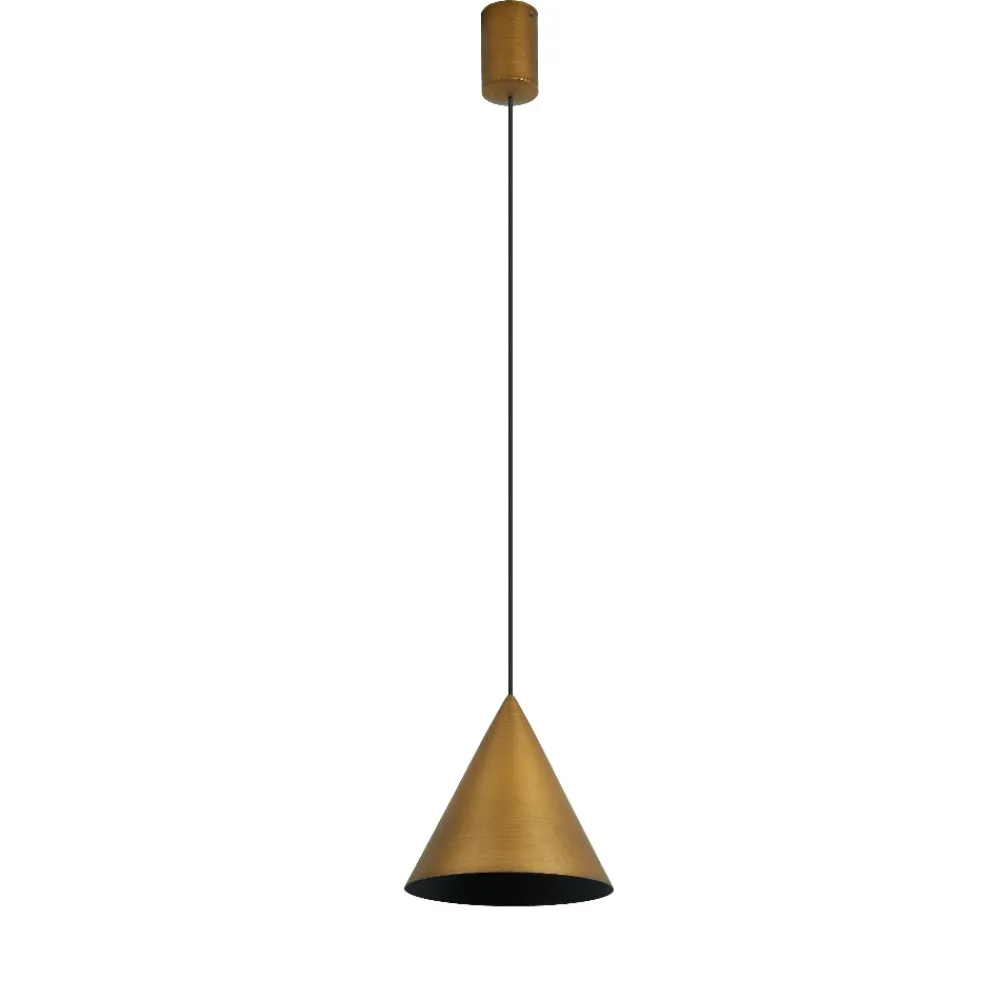 Lampade A Sospensione-Selezionato da Mazzolaluce Lampada led dimmerabile a sospensione cono alluminio colore cuoio
