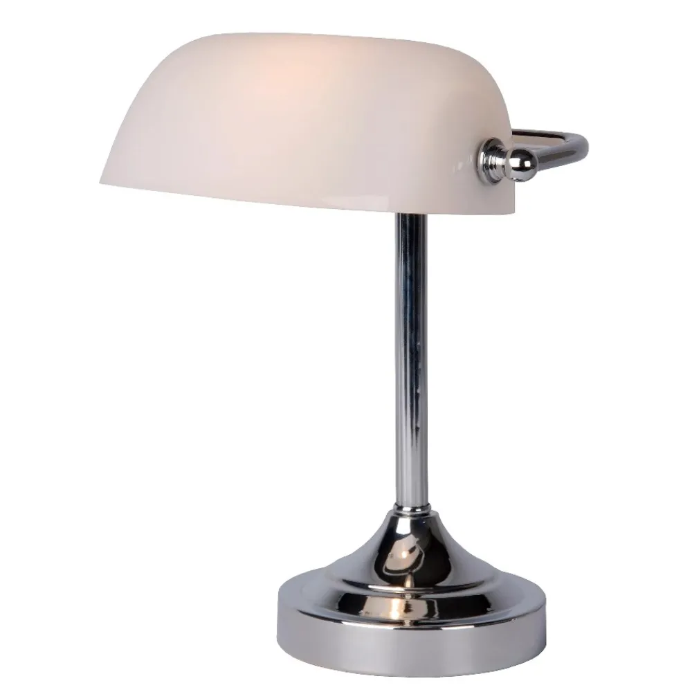 Lampade Da Tavolo-Selezionato da Mazzolaluce Lampada ministeriale da scrivania churchill cromo vetro bianco