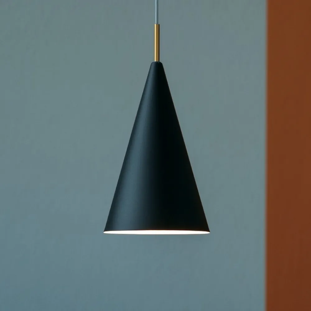 Lampade A Sospensione-Miloox Lampada nera a sospensione moderna cono per isola samoi