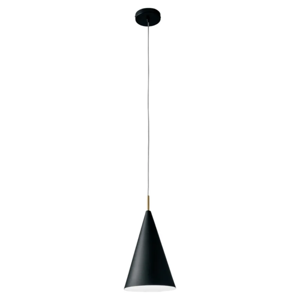 Lampade A Sospensione-Miloox Lampada nera a sospensione moderna cono per isola samoi