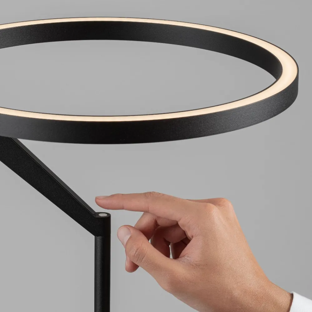 Lampade Da Terra-Selezionato da Mazzolaluce Lampada nera da terra design moderna led 26w 3000k biemissione