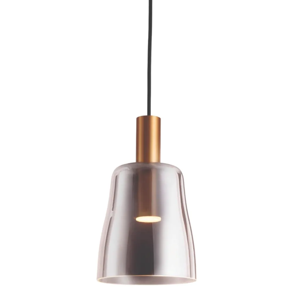 Lampade A Sospensione-Selezionato da Mazzolaluce Lampada oro led 7w 3000k a sospensione vetro fume
