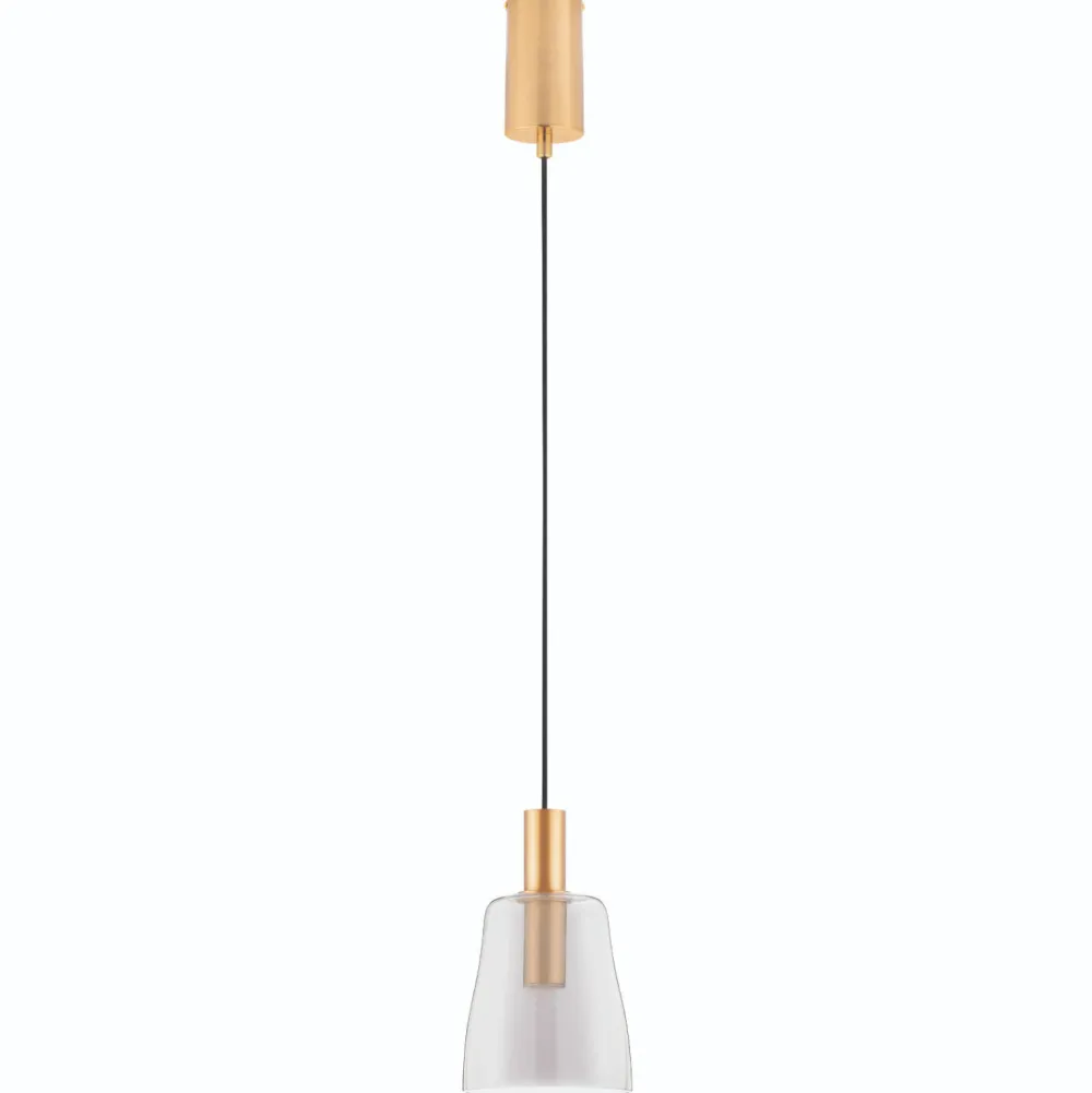 Lampade A Sospensione-Selezionato da Mazzolaluce Lampada oro led 7w 3000k a sospensione vetro fume