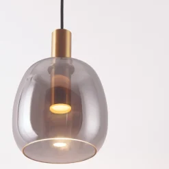 Lampade A Sospensione-Selezionato da Mazzolaluce Lampada oro led 7w 3000k a sospensione oro vetro fume