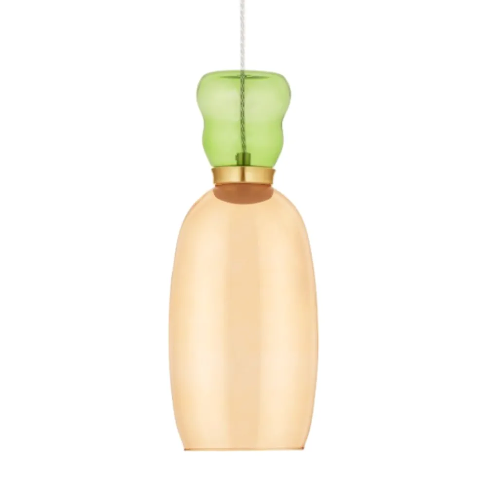 Lampade A Sospensione-Selezionato da Mazzolaluce Lampada oro moderna sospensione vetro giallo verde da comodino
